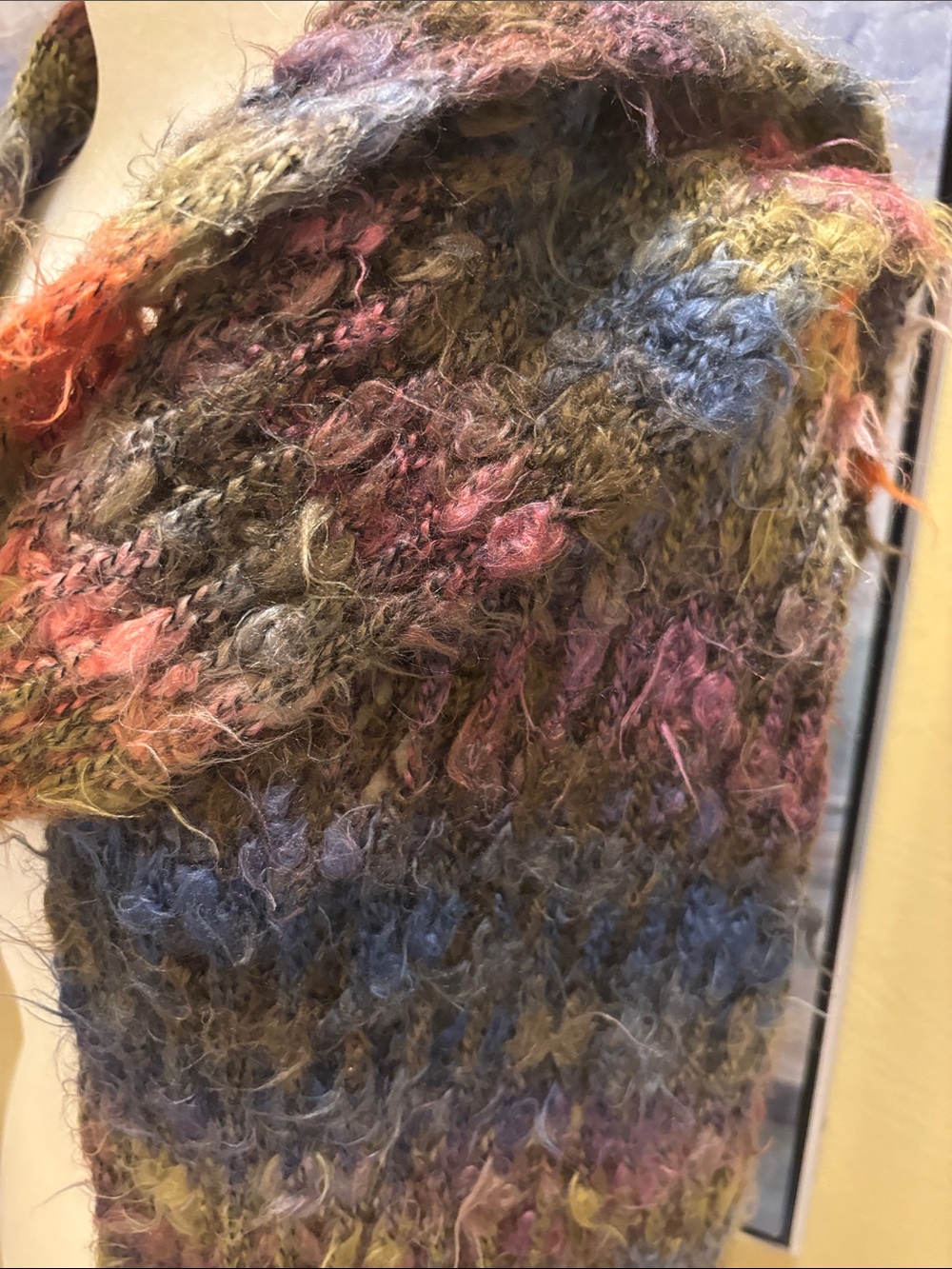 Chico's Multicolor Fringe Knit Scarf in Green, Blue & Brown Tones - Picture 2 of 4